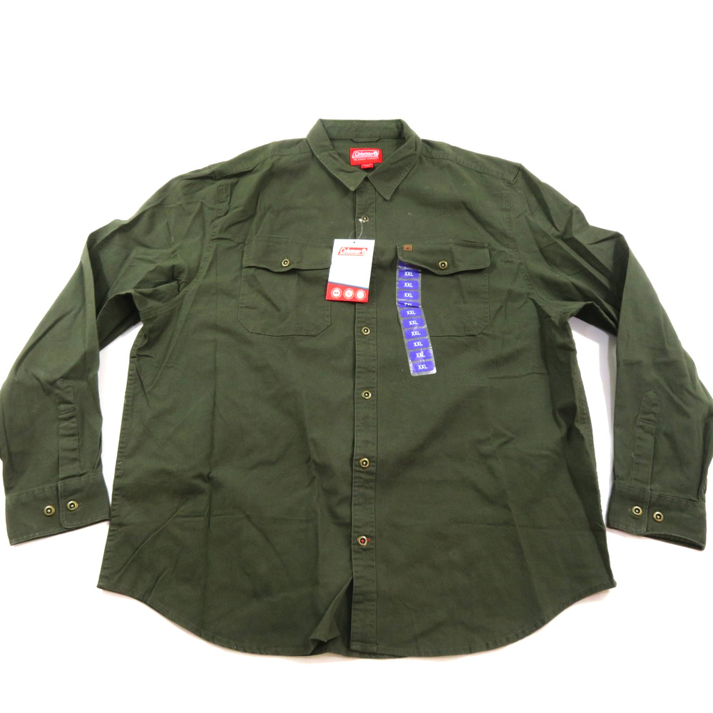 Coleman Work Shirt Outdoor Green Button Up Sz 2XL